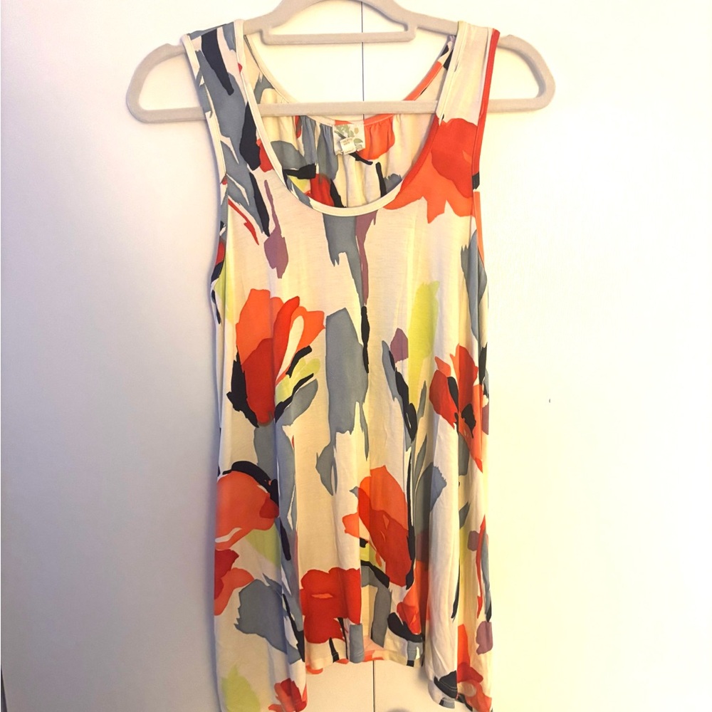 Weston Wear Anthropologie Floral Swing Tank Top XL Colorful Boho Made in USA